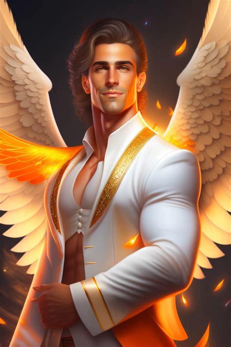 Lexica - Beautiful and perfect man with white Angel wings with detailed ...