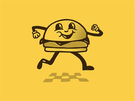 Retro burger character by Ana on Dribbble