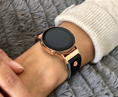 Black Leather Rose Gold Samsung Galaxy Active Band, Rose Gold Galaxy ...