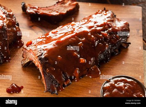 Smoked Barbecue Pork Spare Ribs with Sauce Stock Photo - Alamy