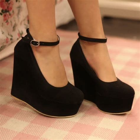 Soda black closed toe wedge heels – Artofit