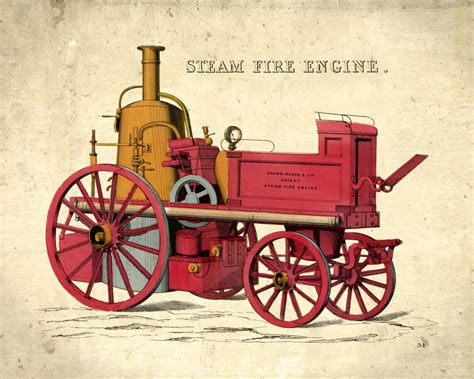 Red Fire Engine Vintage Print Nostalgia Art Vintage Fire - Etsy