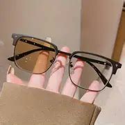 Y2k Style Square Frame Photochromic Glasses Women Men Clear - Temu