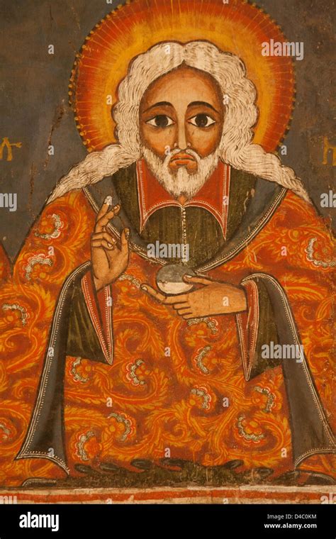 Artwork depicting a saint in an Ethiopian Orthodox Church Stock Photo ...