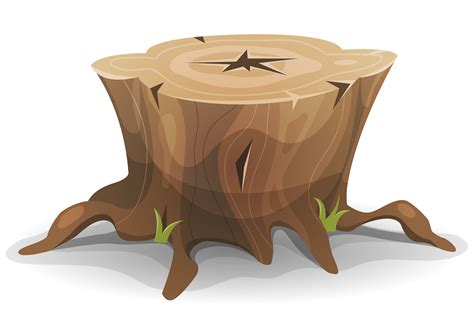 Cartoon Tree Stump - Tree Comic Stump Cartoon Vector Trunk Clipart Roots Illustration Wood Log ...