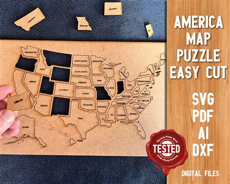 USA Wooden Puzzle USA Map United States of America Map - Etsy