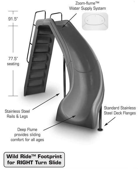 Inter-Fab Wild Ride Pool Slide | Right Curve | White | WRS-CR-SS | Pool ...