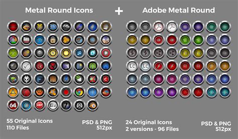 Metal Round Icons + Adobe Metal Round by SamirPA on DeviantArt