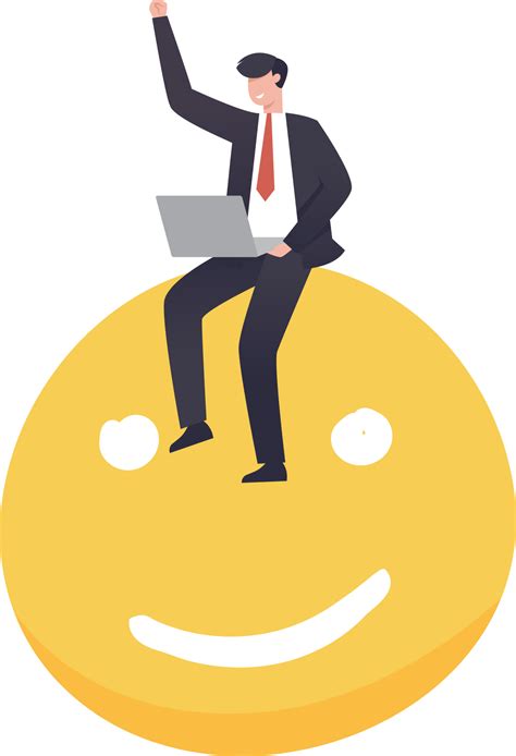 Happy businessman working on smile face. Positive thinking, optimistic ...