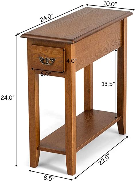 Tangkula Narrow End Table, Slim Side Table with Drawer and Open Shelf ...