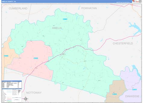 Amelia County, VA Wall Map Color Cast Style by MarketMAPS - MapSales