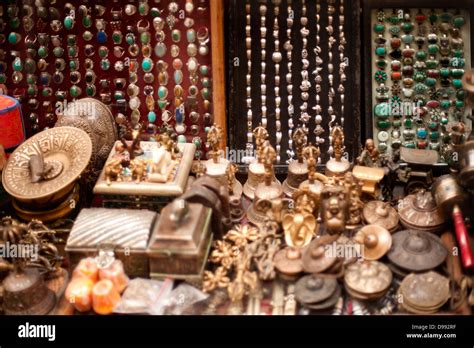 Craft products for sale at a souvenir shop, Tibetan Market, Delhi ...