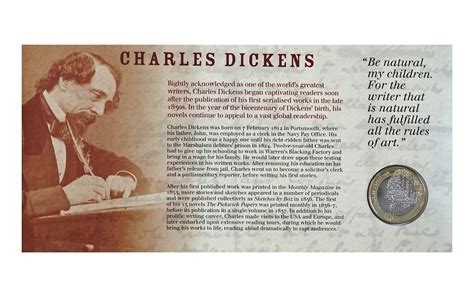 2012 Two Pounds, 'CHARLES DICKENS' issued by the Royal Mint Coin Cover.