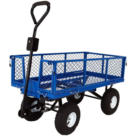 Sunnydaze Heavy-Duty Steel Dump Utility Garden Cart with Removable Sides and 10-Inch Pneumatic ...