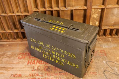 Vintage Military Ammo Box Green Yellow Ammunition Cartridge Box Rustic Man Cave Bullet Storage ...