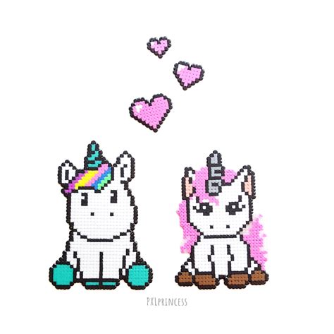 Unicorn pixel art magnets Perler Hama beads unicorn home decor 8bit ...