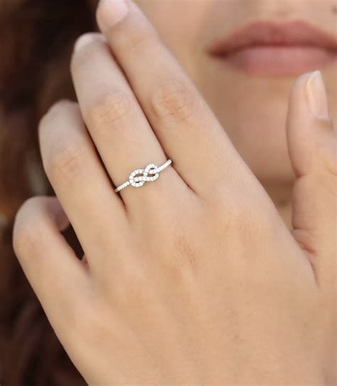 Tiny and Cute Yellow or Rose Gold Infinity Diamond Ring, April ...