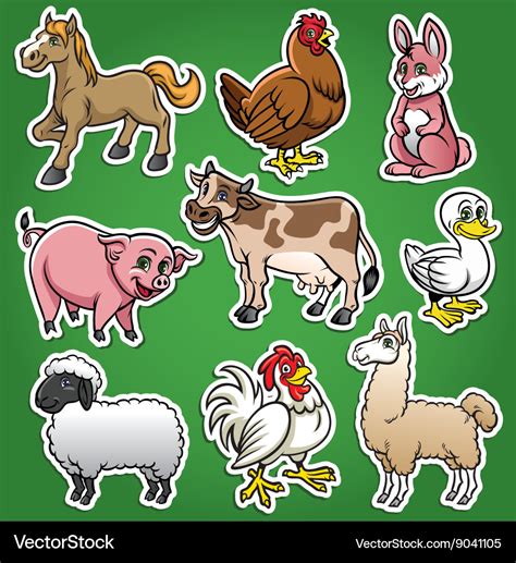 Farm animals cartoon set Royalty Free Vector Image