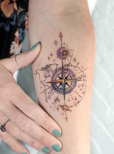 Details 82+ compass watercolor tattoo design latest - esthdonghoadian