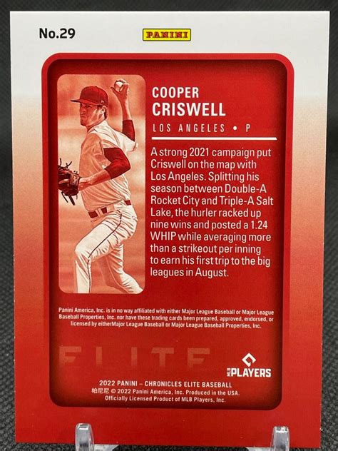 2022 Panini Chronicles Elite Cooper Criswell RC Rookie Baseball Card | eBay