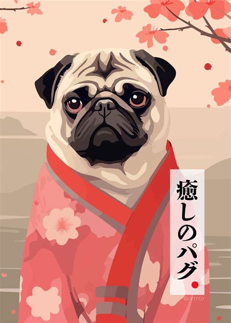 'Cute Japanese Pug' Poster by LVTFCO | Displate