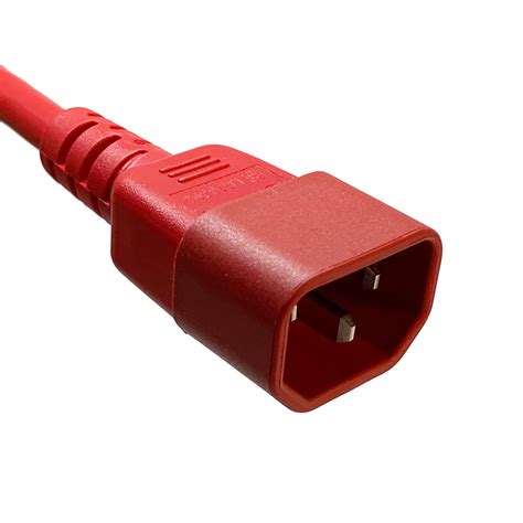 3FT P-LOCK C14 C13 15A 250V Power Cord RED