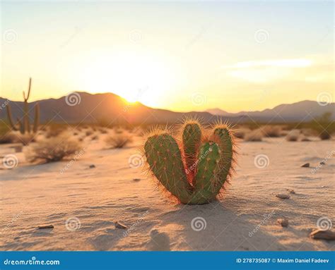 Dry Desert Landscape with Natural Cacti Stock Illustration ...