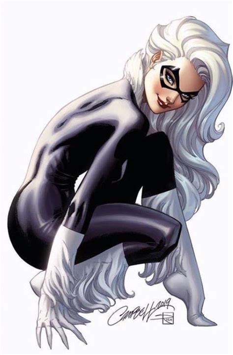 a drawing of a woman in black catsuits with white hair and glasses on