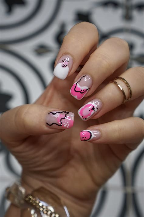 Manicure of the Month: Pink Abstract Nail Art - living after midnite