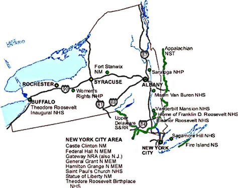 ♥ New York State National Parks Map NYS NY