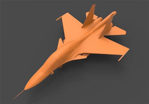 Su-34 orange fighter jet 3D model 3D printable | CGTrader