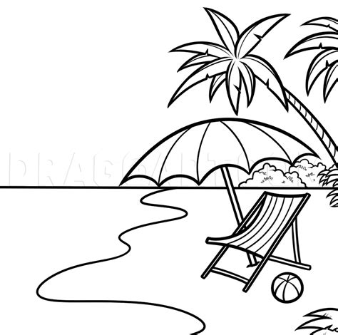 How To Draw A Beach Scene, Step by Step, Drawing Guide, by Dawn - DragoArt