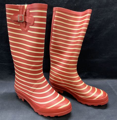 Polarn O Pyret Red & White Striped Rain Boots Auction