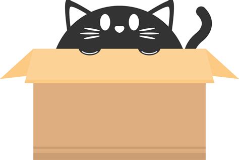 cute black cat in paper crate box funny cartoon character 27388319 PNG