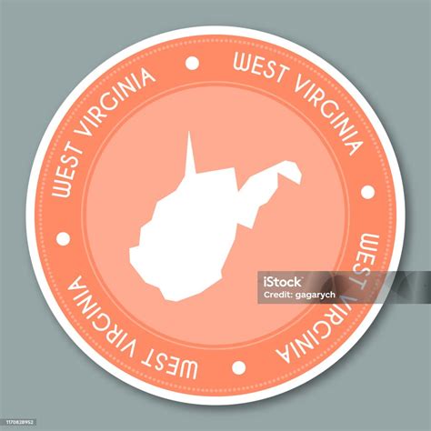 West Virginia Label Flat Sticker Design Stock Illustration - Download Image Now - Animal Body ...