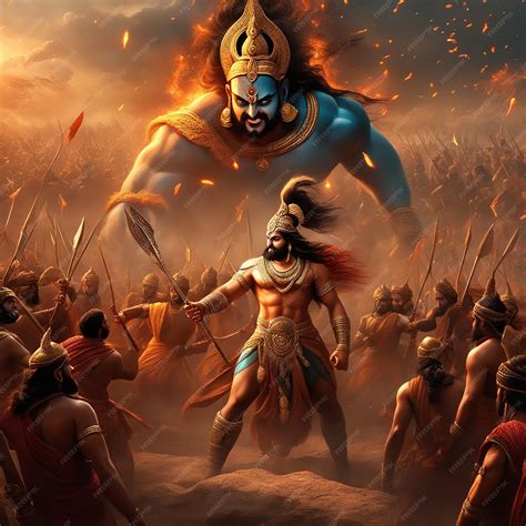 Premium AI Image | Dusshera festival fight between Lord Rama and Ravan