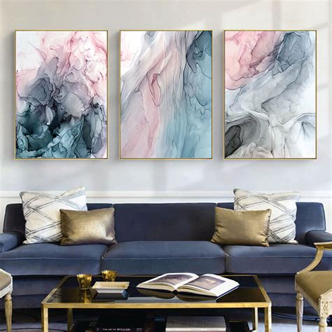 Wall Art prints - Colorful Ink Abstract 3 sets - Poster Prints -Canvas ...