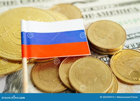 Stack of Coins Money with Russia Flag, Finance Banking Concept Stock Image - Image of investment ...