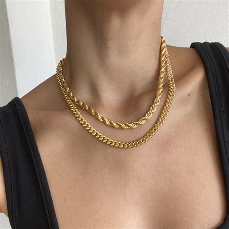 Gold Chunky Rope Chain Necklace 14k Gold Necklace Statement | Etsy ...