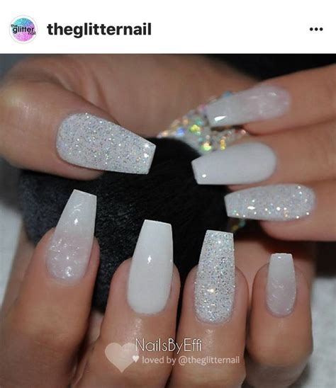 Winter white? January frost? | Pink gel nails, White acrylic nails, Coffin nails designs