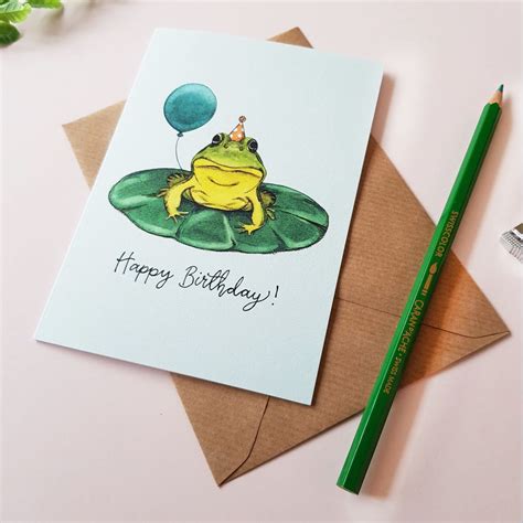 'Happy Birthday' Frog Greetings Card By Amelia Illustration | Happy birthday frog, Happy ...