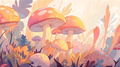 Mushrooms Pastel Desktop Wallpaper - Mushrooms Wallpaper 4K