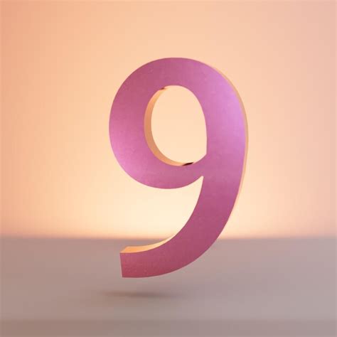 Premium Photo | A large pink illuminated number 9 against a background ...