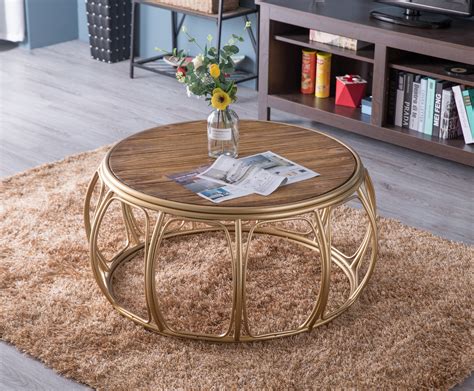 Round Wooden And Metal Coffee Table (2022)