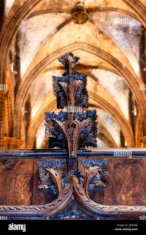 Barcelona, Spain, 2022, Interior architecture of The Cathedral of the Holy Cross and Saint ...