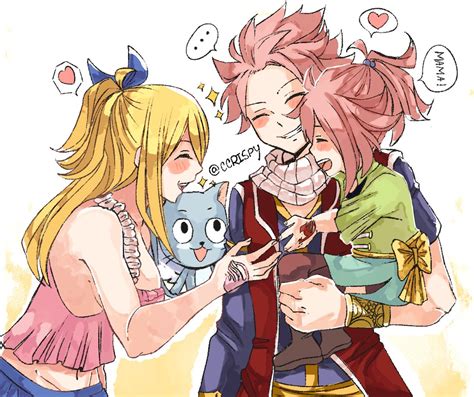 Natsu Dragneel x Lucy Heartfilia - NaLu family (by Ccrispy) | Fiabe, Coppie fairy tail, Anime ...