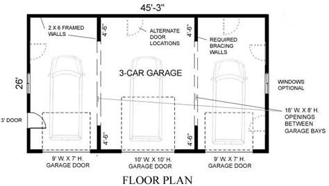 Hipped Roof Style 3 car Garage Plan 1176-1 45′-3″ x 26′