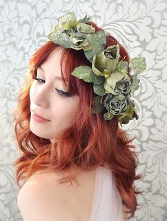 Flower crown, green rose and ivy headpiece, woodland hair … | Flickr