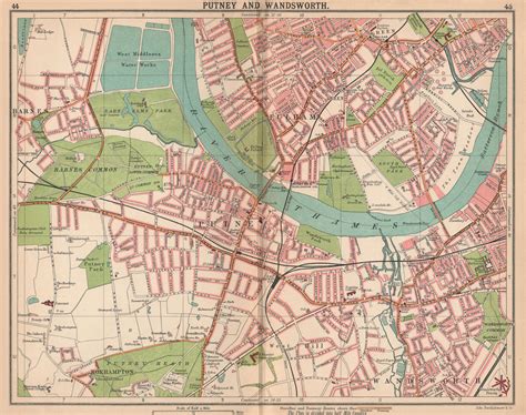 LONDON SW. Putney Wandsworth Fulham Barnes Parson's Green. Tram routes 1913 map