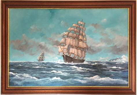 Clipper Ship Marine Oil Painting by Adrian Thompson (British, 20th/21st ...